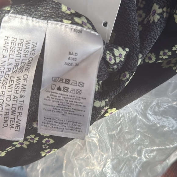 GANNI I Printed Crepe Ruffle High Collar Dress Size 34 XS - Picture 11 of 11